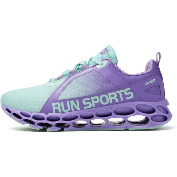 Women's Lake Blue Purple Running Walking Tennis Blade Athletic Sneakers Shoes - Picture 2 of 6